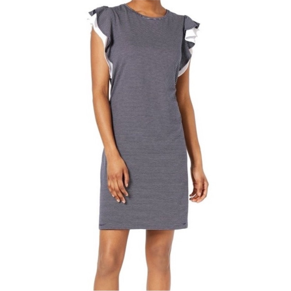 NWT maison Jules Ruffled Sleeve Shirt Dress